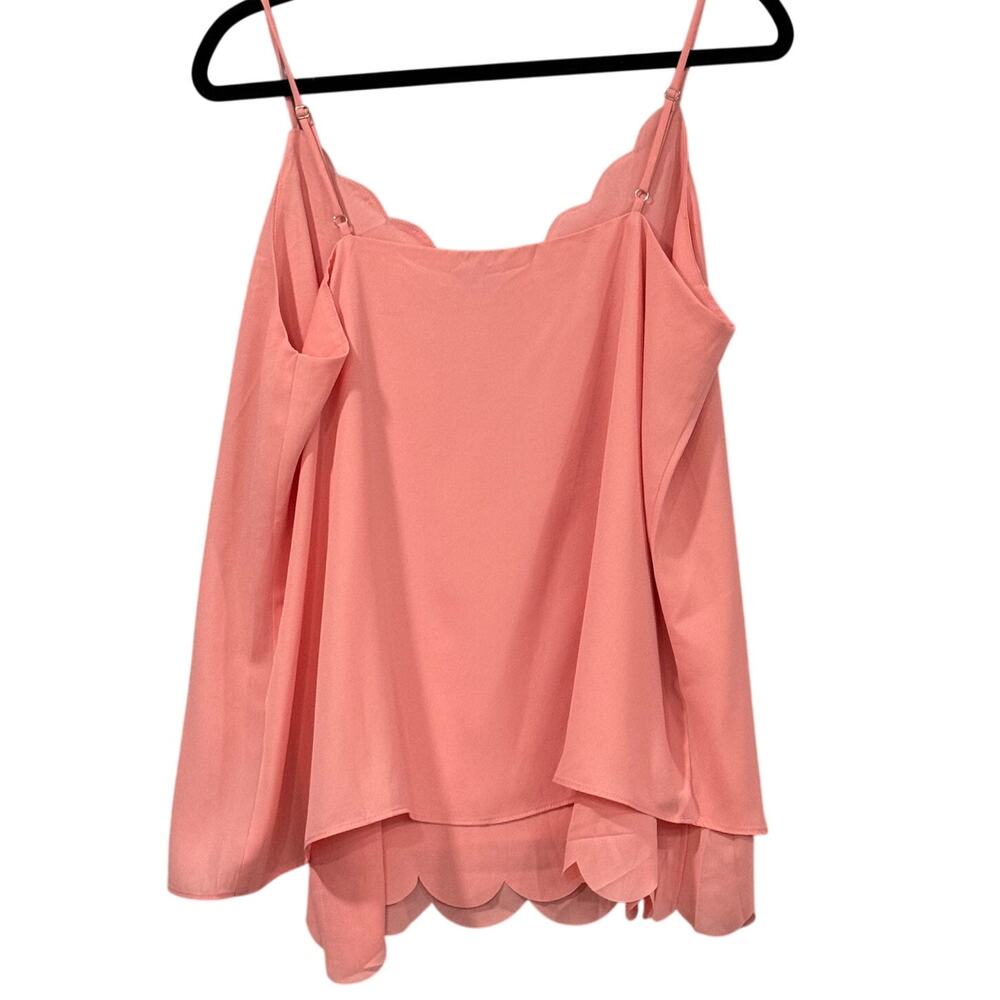 White Birch Scalloped Hem Cami Tank Coral Pink Coquette Cottagecore XL Flowy Top